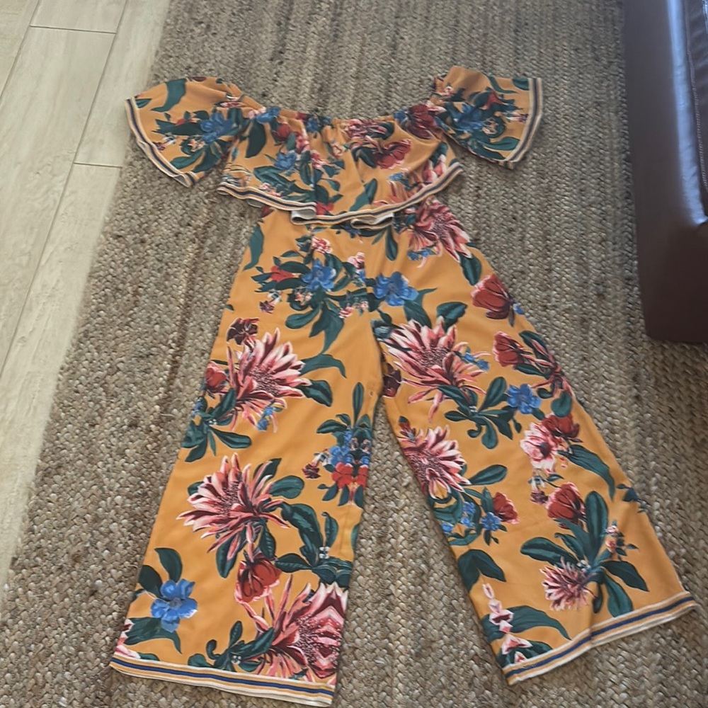 Floral Off-Shoulder Jumpsuit - Multicolor